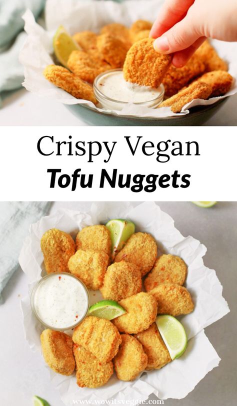 Vegan Nuggets, Tofu Nuggets, Vegan Chicken Nuggets, Sports Snacks, Vegan Tofu, Popcorn Chicken, Crispy Tofu, Baked Tofu, Tofu Recipes