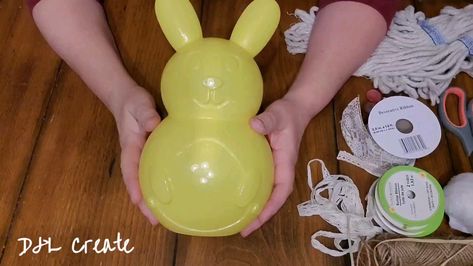 Dollar Tree Plastic Bunny Crafts, Dollar Tree Bunny Makeover, Dollar Tree Bunny Crafts, Dollar Store Easter Crafts, Dollar Tree Bunny, Dollar Tree Easter Crafts, Bunny Treats, Easter Bags, Bunny Basket