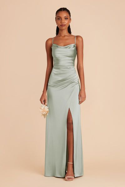 Lydia Dress Light Sage Green Dress Formal, Silk Sage Bridesmaid Dresses, Satin Eucalyptus Bridesmaid Dress, Seafoam Green Bridesmaid Dress, Light Sage Green Bridesmaid Dresses, Sage Green Bridesmaid Dresses Silk, Pastel Green Bridesmaid Dresses, Satin Sage Green Bridesmaid Dresses, Bridesmaid Dresses Light Green