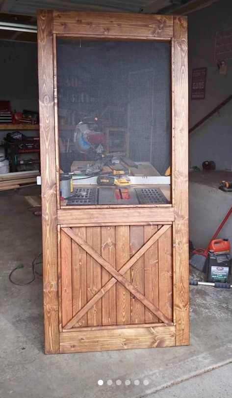 Diy Stairs Outdoor, Tent Trailer Remodel, Diy Brick Wall, Barn Remodel, Cool Things To Build, Wooden Screen Door, Diy Screen Door, Screened Porch Designs, Craft Shed