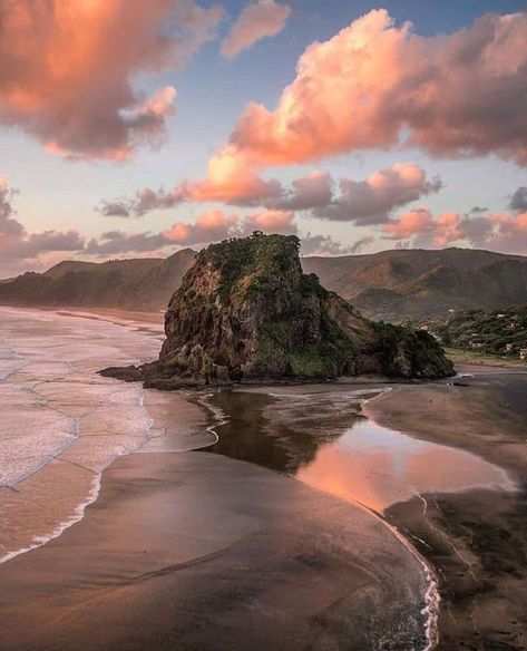 Lion Rock, Piha Beach, New Zealand | Cool places to visit, New zealand travel, Beautiful places on earth Piha Beach, Nz Beach, Gang Road, Beach New Zealand, New Zealand Beach, Travel Questions, New Zealand Landscape, Cool Places, Dream List