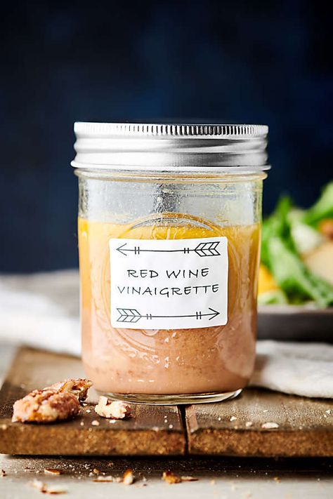 Easy Red Wine Vinaigrette - Ready in 5 Minutes! Red Wine Vinegarette, Red Wine Vinegar Salad Dressing, Salad With Candied Pecans, Pear And Blue Cheese Salad, Pear And Blue Cheese, Olive Oil Salad Dressing, Candied Pecans For Salad, Garlic Salad Dressing, Mustard Salad Dressing