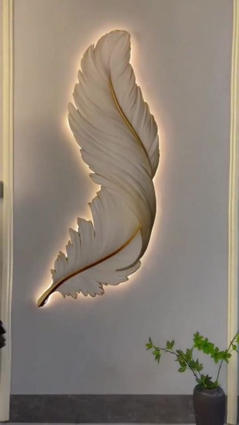 Dazuma Feather Wall Lamp | 💡Creative Feather Modern Wall Light - Add a touch of whimsical elegance to your space 🌟 | By Dazuma Lighting | Facebook Feather Resin, Wall Mounted Lamp, Mounted Lamp, Deco Nature, Feather Wall Art, 사진 촬영 포즈, Lamp For Living Room, Feather Wall, Crystal Wall