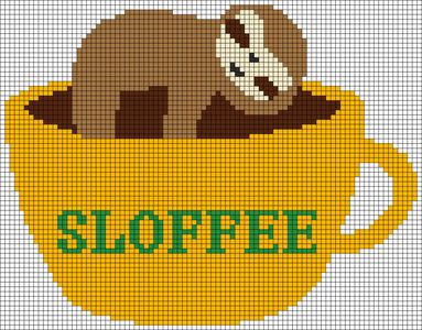 Funny Alpha Pattern, Food Alpha Pattern, Sloth Cross Stitch Pattern, Tapresty Crochet Alpha Patterns, Alpha Pattern Sloth, Scrap Crochet, Crochet Sloth, Hook Design, Tapestry Crochet Patterns