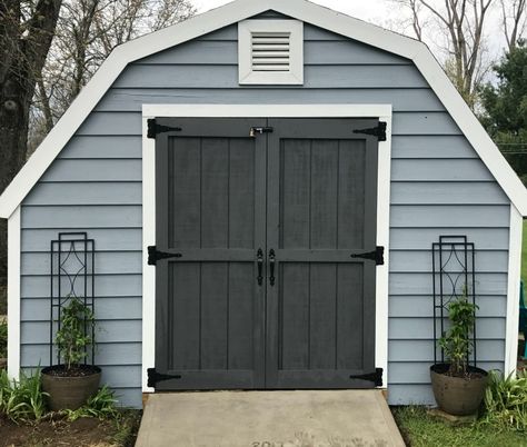 This post is sponsored by Lowe’s. All thoughts, words and opinions are my own. When we bought our house a year and a half ago, we knew that we had a lot of work ahead of us. We have a little ranch style house that sits on about 1.5 acres. You may even remember THIS … Storage Shed Makeover, Farmhouse Shed, Backyard Storage Shed, Farmhouse Sheds, Farmhouse Makeover, Shed Makeover, Backyard Storage Sheds, Shed Building, Backyard Storage