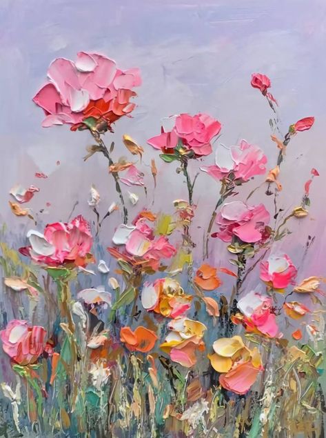 Original fine art painting by Angela Jeanine (China). This one-of-a-kind oil on canvas painting measures 23.6W x 31.5 H inches, and is framed. The floral painting ships in a tube directly from the artist's studio and is covered by the 14-day satisfaction guarantee from Saatchi Art, so you can buy with confidence. Yellow Flowers Painting, White Pink Flowers, Pink Yellow Flowers, Pink Flower Painting, Floral Paintings Acrylic, Acrylic Flower Painting, Acrylic Painting Flowers, Abstract Flower Art, Pink Painting