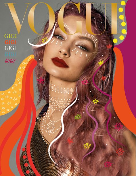 Digital Magazine Cover, Cool Magazine Covers, Drawing Over Photos, Hair Magazine Cover, Aesthetic Magazine Cover, Drawing On Photos, Magazine Cover Aesthetic, Faces Sketch, Portrait Magazine