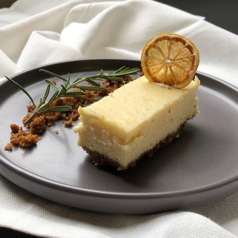 Lemon & Rosemary cheesecake | recipe Rosemary Cheesecake, Olive Oil Biscuits, Rosemary Plants, Dessert Lemon, Rosemary Olive Oil, Lemon Biscuits, Infused Sugar, Rosemary Plant, Ginger Biscuits