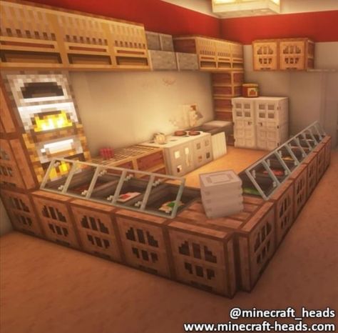 Minecraft Town Name Ideas, Minecraft Resteraunt, Minecraft Cashier Counter, Minecraft Coffee Shop Interior, Cash Register Minecraft, Mincraft Town Ideas, Grocery Store Minecraft, Minecraft Hotel Interior, Minecraft Grocery Store Interior