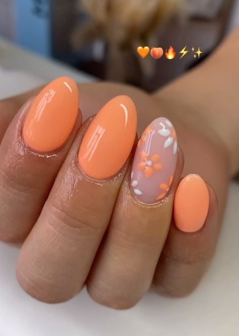 40 Casual Summer Nails to Inspire You One Nail Design Ideas, Simple Nails At Home, Casual Summer Nails, Olivia Nails, Do It Yourself Nails, Rounded Acrylic Nails, Teen Nails, Spring Break Nails, Spring Acrylic Nails