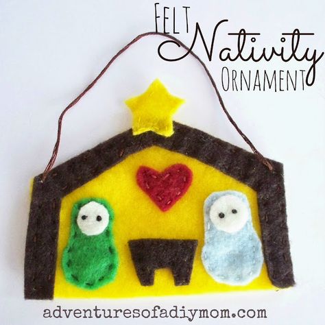 Felt Nativity Ornament - {12 days of CHRISTmas Ornaments} - Adventures of a DIY Mom 12 Days Of Christmas Ornaments, Felt Nativity, Diy Mom, Handmade Felt Ornament, Felt Ornament, Nativity Ornaments, Nativity Crafts, Christmas Gifts For Girlfriend, Felt Christmas Ornaments