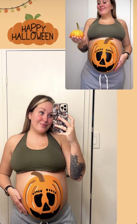 Halloween Bump Painting, Pregnant Belly Halloween Paint, Pumpkin Pregnant Belly, Pumpkin Belly Pregnant, Pumpkin Belly Painting, Halloween Belly Painting Pregnant, Halloween Belly Painting, Cute Pregnant Halloween Costumes, Pregnant Belly Painting Ideas