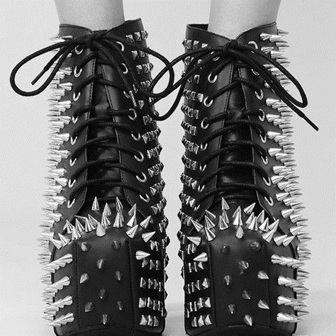 Lita Shoes, Spiked Boots, Spiked Shoes, Wrong Generation, Heart Boots, Grabby Hands, Goth Shoes, Studs And Spikes, Goth Boots