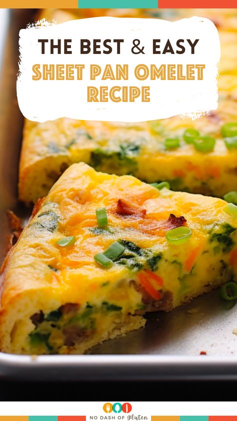 Whip up a delicious Sheet Pan Omelet in no time! Perfect for breakfast or brunch, this recipe is a crowd-pleaser with its blend of crispy bacon, fresh spinach, bell peppers, and cheesy goodness. It's easy, customizable, and great for meal prep. Ideal for feeding a family or impressing guests without spending hours in the kitchen. Follow these simple steps for a nutritious, mouth-watering omelet that's sure to become a favorite. Don’t forget to save this pin for your next breakfast adventure! Sheet Pan Omelettes, Pan Sheet Eggs, Sheet Breakfast, Breakfast Recipes For Large Groups, Healthy Breakfast Egg Bake, Breakfast Eggs For A Crowd, What To Put In An Omelette, Dinner Idea With Eggs, Meal Prep Omelette