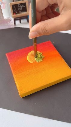 Easy Sun Painting Ideas On Canvas, Fall Sunset Painting, Sun Painting Ideas On Canvas, Sun Painting Easy, How To Draw Sunset, Paint Sunset Easy, Sunset Easy Paintings, Sun Painting Acrylic, Drawing Of Sunset