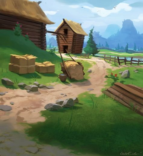 Farm Map, Farm Building, Environment Painting, Digital Art Gallery, Landscape Concept, Farm Art, Fortress 2, Team Fortress 2, Landscape Drawings