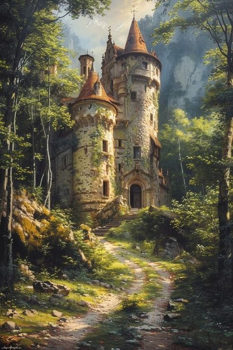 Fantasy House, Fantasy City, Fantasy Castle, Fantasy Setting, Fantasy Places, Beautiful Castles, A Castle, Photo Vintage, Fantasy Art Landscapes