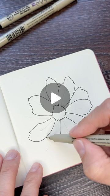 Sveta 🇺🇦 nature inspired artist on Instagram: "How to draw a cosmos flower 💖 save to give it a try! #howtodrawflowers" Drawing Flower Petals, Floral Embroidery Designs Drawings, How To Draw A Flower Step By Step, How To Draw A Flower, How To Draw Flowers Step By Step, Drawing Flowers Step By Step, Step By Step Flower Drawing, Flower Drawing Simple, How To Draw Flowers