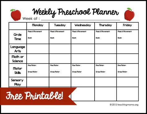 Weekly Preschool Planner {Free Printable} If you teach preschool at home, this printable will help you plan our your weekly lessons! Weekly Preschool Planner, Plan Book Template, Teacher Plan, Toddler Lesson Plans Template, Preschool Planner, Preschool Weekly Lesson Plans, Daycare Lesson Plans, Preschool Lesson Plan Template, Weekly Lesson Plan Template