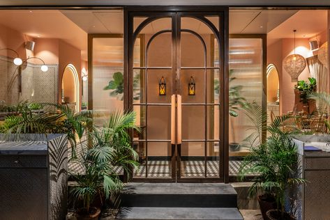 Mumbai's Doyenne of Restaurant Design – SURFACE Restaurant Door Design, Mumbai Restaurants, Restaurant Doors, Boho Restaurant, Restaurant Facade, Restaurant Door, Restaurant Entrance, Art Deco Motifs, Turquoise Door