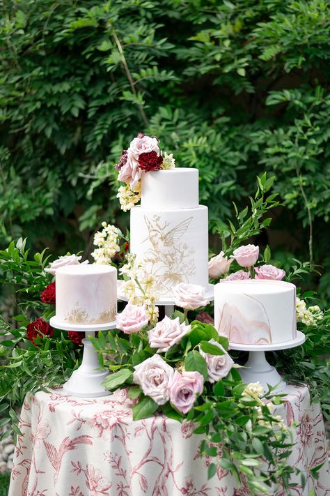 Cake Display Wedding, Multiple Wedding Cakes, Summer Garden Party Wedding, Cake Display Table, Swedish Wedding, Wedding Cake Display, Grand Rapids Wedding, Small Wedding Cakes, Wedding Display