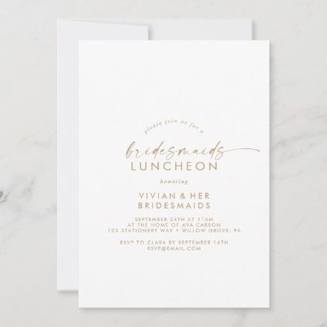 Modern Gold Script Bridesmaids Luncheon for $2.92 - Bridesmaid Card Romantic Birthday Dinner, Bridesmaid Brunch Invitations, Bridesmaids Luncheon, Luncheon Invitation, Bridal Luncheon Invitations, Bridesmaid Brunch, Rustic Bridesmaids, Birthday Dinner Invitation, Bachelorette Weekend Invitations