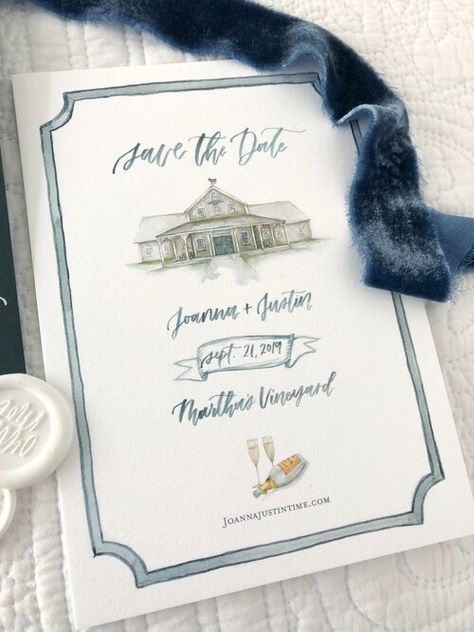 Our Watercolor Save the Dates | My Wedding | Order She Wrote Blue And White Save The Date, Light Blue Save The Date, Save The Date Hydrangea, Save The Date With Crest, Nantucket Save The Date, Blue Floral Save The Date, Watercolor Save The Date, Design Stationary, Wood Signage