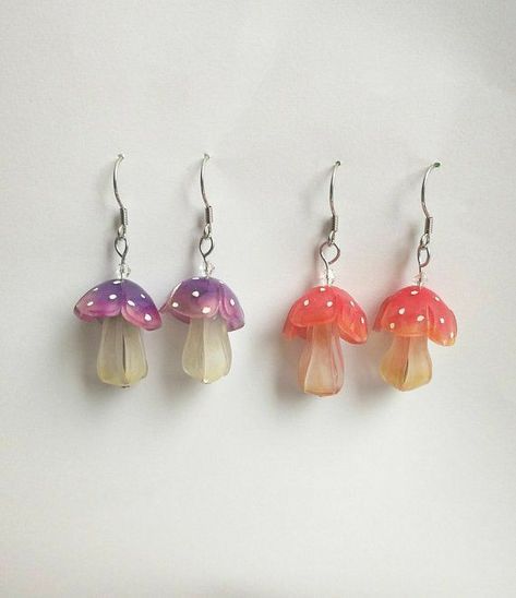 Weird Jewelry, Mushroom Earrings, Quirky Earrings, Indie Jewelry, Funky Earrings, Dope Jewelry, Shrink Plastic, Funky Jewelry, Jewelry Inspo