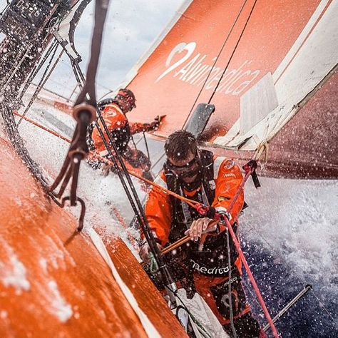 Nick Dana and Dave Swete #teamalvimedica set up the outrigger ...leg 4" Volvo Ocean Race, Round The World, Set Sail, Auckland, Newport, World's Best, Volvo, A Team, Sailing