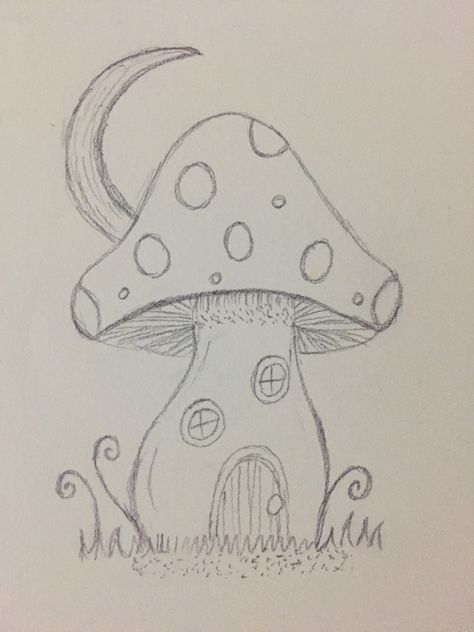 #sketch#idea#mushroom#house Simple Mushroom House Drawing, Easy Mushroom House Drawing, Mushroom House Painting Easy, Mushrooms House Drawing, Drawing Mushroom House, Earthy Drawing Ideas, Mushroom Drawing House, Fairytale Drawings Easy, Mashrooms Drawing Indie Easy