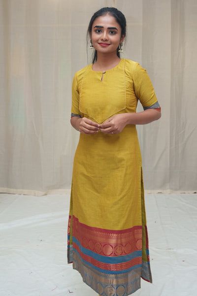 Latest Kurti Design, Trendy Kurtis, Yellow Kurti, Silk Kurti Designs, Kurtis For Women, Stylish Kurtis Design, New Kurti Designs, Churidar Designs, Latest Kurti