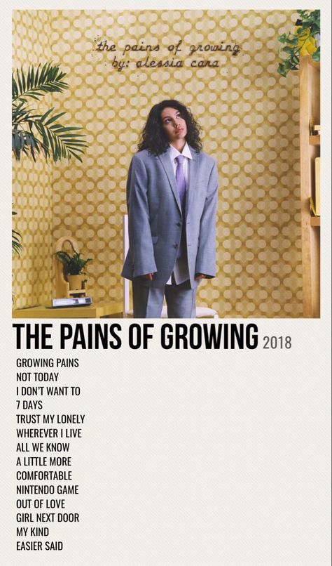 minimal poster of the album the pains of growing by alessia cara Alessia Cara Album, Simple Posters, Song Cards, Alternative Posters, Polaroid Album, Minimal Posters, Album Wall, Minimalist Music, Album Posters