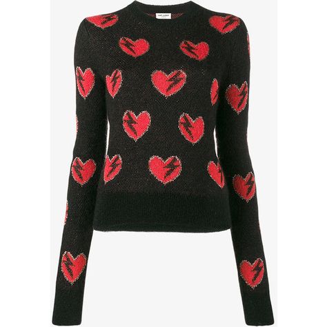 Saint Laurent heart embroidered sweater ($895) ❤ liked on Polyvore featuring tops, sweaters, black, long sleeve jumper, ribbed sweater, embroidery top, long sleeve tops and slimming tops Saint Laurent Sweater, Extra Long Sleeve Sweater, Sweaters Black, Women Aesthetic, Embroidery Top, Sweater Vest Women, Heart Sweater, Knitted Tops, Embroidered Sweater