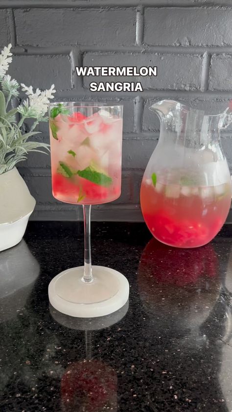 WATERMELON SANGRIA Recipe details linked in my bio! Who’s ready for Summer?? #watermelonsangria #sangriarecipe #easyrecipes… | Instagram Watermelon Sangria, White Wine Sangria Recipe, White Wine Sangria, Rose Sangria, Cocktail Pitcher, Fresh Watermelon, Dry White Wine, Fresh Mint Leaves, Sangria Recipes