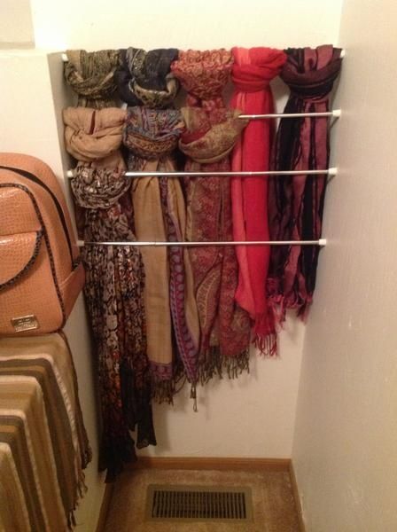 Scarf Storage, Scarf Organization, Tension Rods, Organize My Life, Tension Rod, Small Closet, Cleaning Organization, Organization Storage, Master Closet