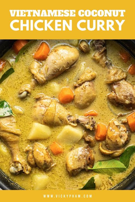 Authentic Vietnamese chicken curry recipe Chicken Recipes Ideas, Yellow Coconut Curry, Chicken Curry Stew, Chicken And Potato Curry, Curry Broth, Coconut Curry Chicken Recipes, Chicken Curry Soup, Vietnamese Chicken, Chicken And Potatoes