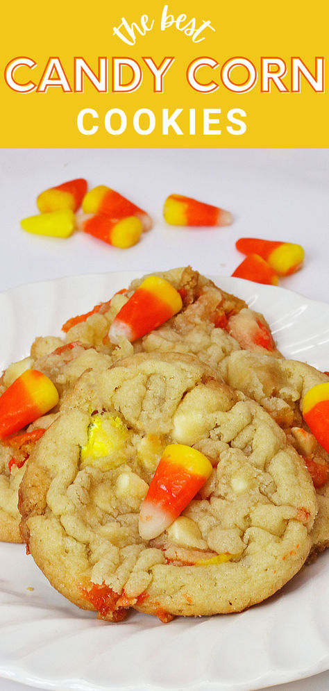 Candy corn cookies Candy Corn Cookies Easy, Candy Corn Recipe, Corn Cookies, Candy Corn Cookies, Savory Dinner, Fall Desserts Easy, Dessert Photography, Buttery Cookies, Fall Cookies