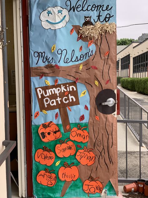 Welcome To Our Patch Classroom Door, Pumpkin Patch Door Decoration, Halloween Pumpkin Door Decorations, Pumpkin Patch Classroom Door, Pumpkin Patch Door Decorations Classroom, Pumpkin Patch Classroom, Classroom Parent, Pumpkin Door, Door Decorations Classroom