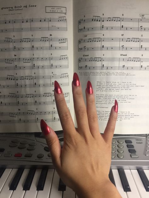 Piano | keyboard | reading | beige | red nail | aesthetic | hands Keyboardist Aesthetic, Red Nail Aesthetic, Aesthetic Hands, Year Board, Nail Aesthetic, Piano Keyboard, Totally Spies, Red Nail, Red Nails