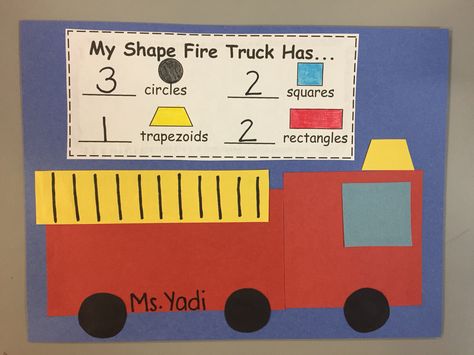 My shape firetruck Firetruck Theme Preschool, Safety First Crafts For Preschool, Shape Fire Truck Preschool, Fire Station Activities For Preschool, Fire Extinguisher Craft Preschool, Fire Truck Shape Craft Preschool, Lifeguard Crafts Preschool, Shape Fire Truck Craft, Fire Truck Craft Kindergarten