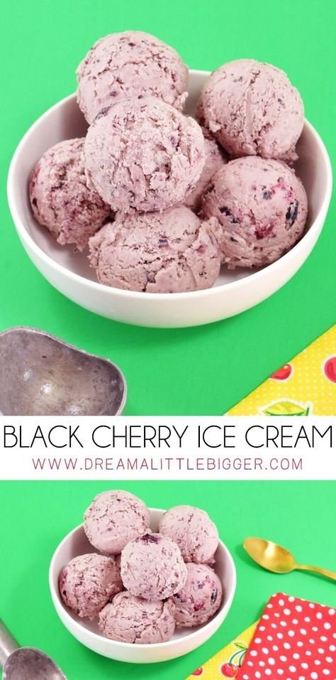 Black Cherry Ice Cream ⋆ Dream a Little Bigger Black Cherry Ice Cream Homemade, Frozen Dark Sweet Cherry Recipes, Black Cherry Ice Cream Recipe, Black Cherry Ice Cream, Yonanas Recipes, Cherry Ice Cream Recipe, Dairy Foods, Ice Cream Recipes Machine, Christmas Ice Cream