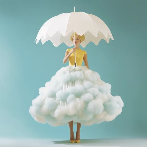 Cloud Costume, Art Costumes, Odd Fashion, Sky Dress, Kids Theater, Art Costume, Fun Photoshoot, Cloud Dancer, Halloween 2017