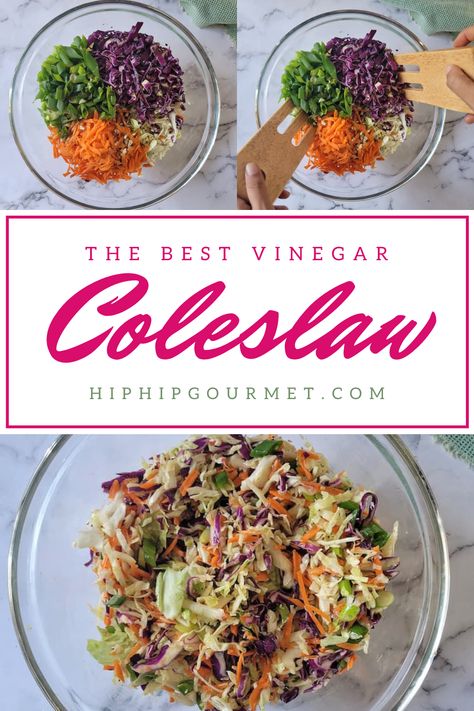 3 PHOTOS - 2 of unmixed coleslaw in a bowl, one of mixed coleslaw Coleslaw Cabbage Recipes, Vinaigrette Coleslaw Recipe, Oil And Vinegar Coleslaw, Recipe For Coleslaw, Vinegar Coleslaw Recipe, Vinegar Based Coleslaw Recipe, Sweet Coleslaw Recipe, Calorie Counting Recipes, Vinegar Coleslaw