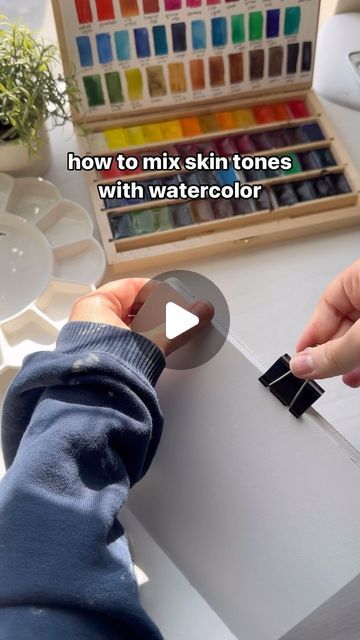 Skin Color Watercolor Tutorial, How To Make Skin Tone Paint, How To Paint Skin Watercolor, Watercolor Skin Tutorials, Watercolor Skin Tones Mixing, How To Paint Realistic, Watercolor Face Tutorial, Blue Complimentary Colors, Skin Tone Watercolor