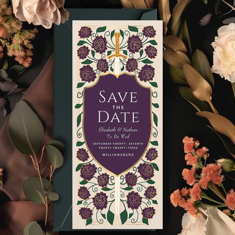 ⚔Sword & Shield Medieval Fantasy Save the Date Invitation⚔ Invite your wedding guests with this Royal Sword & Shield Medieval Fantasy Monogram design. This design is perfect for couples seeking a regal, yet modern-day medieval fantasy aesthetic. For more invitations and gifts our Zazzle shop #linkinbio #Zazzlemade #weddingstationery #weddinginvitation #weddingplanner #weddingplans #weddinginspiration #weddinginspo #elegantwedding #weddingtrends #weddingsuite #weddinginvites #weddingideas ... Fantasy Save The Date, Fae Wedding, Aesthetic Frames, Shield Medieval, Date Invitation, Save The Date Invitations, Fantasy Aesthetic, Monogram Design, Wedding Guests