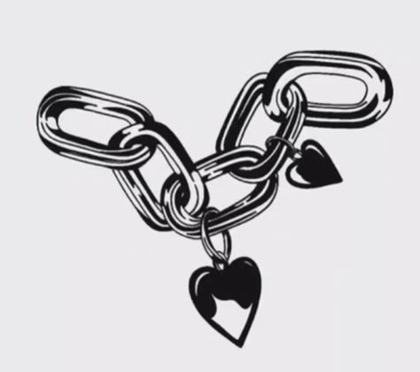 Grunge Cute Tattoo, Chain Link Heart Tattoo, Chain Tattoo Design, Chain Tattoos, Chain Illustration, Chain Tattoo, La Tattoo, Flash Tattoo Designs, Doodle Tattoo