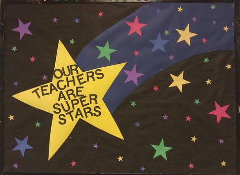 school volunteer bulletin board ideas | ... going differently in my mind...: Teacher appreciation bulletin board Appreciation Bulletin Board Ideas, Spotlight Bulletin Board, Star Bulletin Boards, Staff Bulletin Boards, Pta Bulletin Boards, Teacher Appreciation Poster, Teacher Appreciation Doors, School Volunteer, Teacher Bulletin Boards