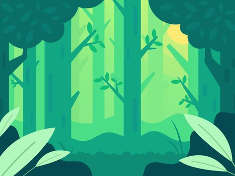 Wood Background Design, Forest Designs, 2d Game Art, Flat Design Illustration, Art Forest, Dreamy Landscapes, Forest Illustration, Background Drawing, Landscape Background