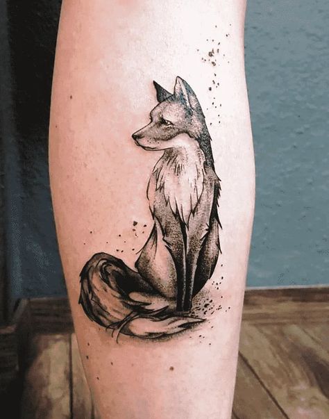 Fox Tattoo Meaning, Small Fox Tattoo, Tattoo Bear, Black Cat Tattoo, Fox Tattoo Design, Tier Tattoo, Tattoo Plant, Fox Artwork, Black Cat Tattoos