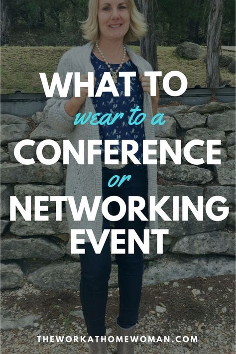 Have a professional event coming up, but you're not sure what to wear? Here are some common scenarios to help you decide what to wear to a conference or networking event. Professional Convention Outfit, Womens Tradeshow Attire, Work Networking Outfit, Facilitator Outfit, Women Meeting Outfit, What To Pack For A Business Conference, Nursing Conference Attire, Comfortable Conference Outfit, Conference Casual Outfit